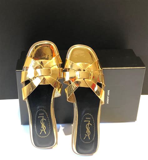 ysl tribute sandals gold|ysl tribute sandals on sale.